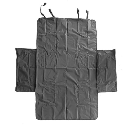 Heavy Duty Waterproof Dog Cargo Liner For Tesla Cybertruck 2024 And Up With Rugged Oxford Fabric tailgate cover laid out flat.