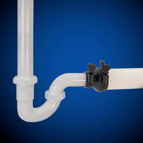 Tubular To 2 Inch Drain Pipe Flexible Adapter Coupling With EZYCLAMP Tool Free Bands, Fits 1.25 Or 1.5 Inch Tubular Piping Into 2 Inch DWV System, quick hand-tighten