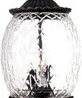 Lanai Collection 3 Light Outdoor Post Mount Lantern in Matte Black with tropical fruit, leaf, and flower designs