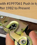 2 Pack Sliding Door Rollers For Andersen Patio Doors 1 1/4 Inch Tandem Roller Assembly With Steel Ball Bearing Replacement Wheels Compatible With OEM Nos 1997061 And 1273704 Designed For 200 Series Narroline Perma-Shield And 400 Series Andersen Doors, being installed into a door.