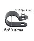 Five Eighth Inch Nylon Cable Clamps Kit 100 Pack R Type Cable Clips Black Plastic Wire Mounting Fasteners Self Locking