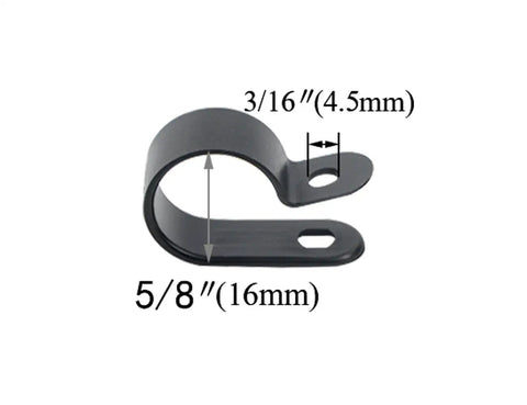 Five Eighth Inch Nylon Cable Clamps Kit 100 Pack R Type Cable Clips Black Plastic Wire Mounting Fasteners Self Locking