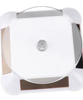 Top view of Solar Powered Rotating Display Turntable For Jewelry Phones And Accessories Lightweight Compact Electric Showcase Stand.