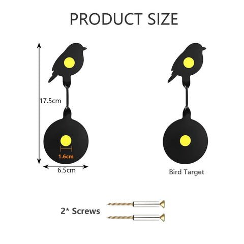 Two Pack Steel Spinning Targets Auto Reset For BB Guns And Air Rifles With Bird Silhouettes And High Visibility Bullseyes Product Size