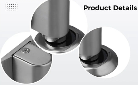 Super Heavy Duty Invisible Door Stopper With Strong Adhesive Or Screws For Solid Steel Zinc Alloy Hold Keeps Bedroom Doors Locked In Place Without Drilling Holes And Looks Sleek With Brushed Nickel Finish, close-up of installation details.