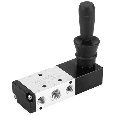 Five Port Three Position Manual Pneumatic Control Valve With Hand Lever 0 To 0.8 MPa Range Inlet PT1/4 Exhaust G1/8