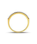 Real Deal 0.15 Ctw Genuine Round Cut Diamond Wedding Band Encased In Solid 14K Yellow Gold Machine Set, side view.