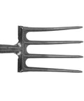 Beast 4 Tine Digging Fork For Gardening With High Carbon Steel Spading Tool, close-up of fork head with four sturdy steel tines