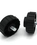 2 Pack Right Hand Thread Retainer Bump Knob for Trimmer Head, black plastic with metal threads, fits Ryobi Homelite Toro