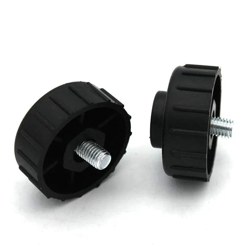 2 Pack Right Hand Thread Retainer Bump Knob for Trimmer Head, black plastic with metal threads, fits Ryobi Homelite Toro