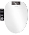 Top Tier Electric Heated Bidet Toilet Seat For Elongated Toilets With Soft Close Lid Warm Air Dryer Adjustable Water Settings multi clean modes.