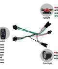 3 In 1 E Bike Light Kit With Headlight Tail Light Horn And Turn Signals DK336 Switch QD168 wiring diagram with components.