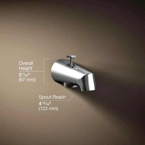 Antique Style 4-7/8 Inch Diverter Bath Spout with One Half Inch NPT, 4-13/16 Inch Reach, Polished Chrome Brass Construction