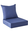 Outdoor Cushions For Patio Furniture Navy Blue Set Waterproof And Fade Resistant 24 by 24 by 5.75 inch seat and 25 by 22 back cushion
