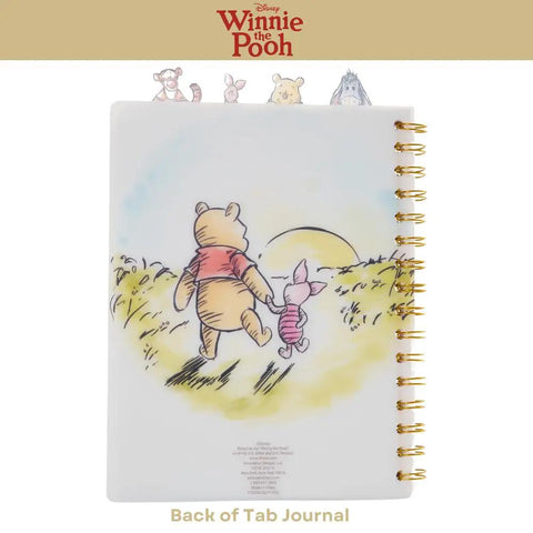 Winnie The Pooh Tab Journal Notebook With 96 Lined Pages, Spiral Bound 8x7 Inch White Vinyl Cover, Back Illustration