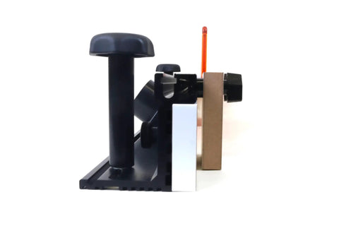 Rock Solid 24 Inch Router Table Fence Crafted From Hella Tough Anodized Aluminum With Calibrated Shims viewed from the side showing adjustable stops.