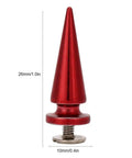 Red cone spike rivet, 26mm tall and 10mm wide, heavy duty metal stud for leather belts, coats, part of 10 Set Red Cone Spikes Punk Rivets.