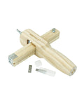BESTNULE leather strap cutter, wooden adjustable cutting tool with ruler scale and blades.