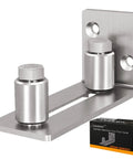 Stainless Steel Sliding Door Guide For Barn Doors 1 Pack With Flush Bottom Design Fits Doors Up To Two And One Eighth Inches Thick Durable Floor Guide Quiet Operation 304 Stainless Steel Rollers Ideal For Modern Interiors mounted on wall.