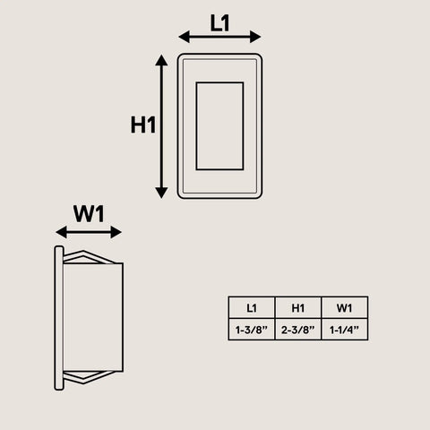 Diagram of 1 Slot Rocker Switch Panel Housing Kit with L1, H1, W1 dimensions