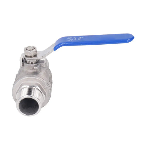 Heavy Hitter 3/4 Inch Ball Valve Built From 304 Stainless Steel With NPT Male Thread Ends And A Non Slipping Hand Lever for water and gas.