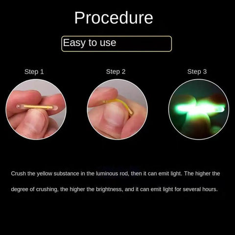 Steps to activate 100 Pack Ultra Pro Grade Slim 3Mm Fluorescent Glow Light Sticks for night fishing floats.