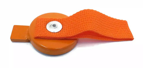 All-Terrain Lock Out Key For UFP Surge Brake Trailer With Magnetic Strap And Heavy Duty Steel Laser Cut Bright Orange Finish
