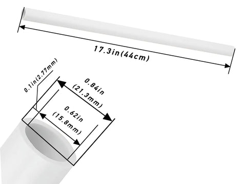 12 Pack Half Inch PVC Pipe Sch 40 Furniture Grade White Plastic Pipe 17 Inch Length For DIY Projects Home Garden Greenhouse Farm Workshop Industrial Strength Crack Resistant And Straight showing dimensions and measurements.