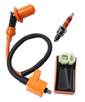 Racing 6 Pins AC CDI Box With Ignition Coil And 3 Electrode Spark Plug Kit For Gy6 50cc 125cc 150cc Scooters