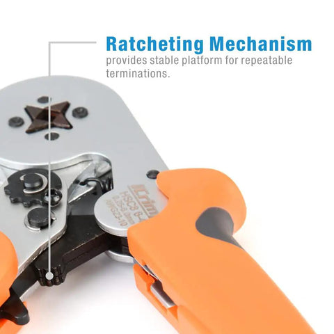 Square Self-Adjusting Crimping Tool For AWG 23 To 10 Bootlace End Sleeves Ferrule Ratcheting Wire Crimping Pliers close-up