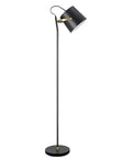 Modern Floor Lamp In Matte Black With Antique Brass Finish, Tall 57 Inch Two Tone Style For Living Room Or Bedroom, E26 Socket
