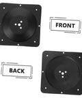 Heavy Duty Cast Iron Table Leg Mounting Plates For Furniture Revamps And Caster Hardware No Sweat Easy Install Connector Brackets, top and bottom views.