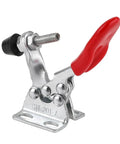 Heavy Duty Toggle Clamps With Antislip Rubber Tip For 60 Lb Holding Capacity Vertical Removal Tool In Galvanized Carbon Steel Build, red handle
