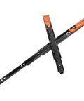 Dead Silent Bottom Mount Cabinet Drawer Slides Heavy Duty Three Section Glides with steel rails and orange accents.