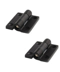 2 Pack No Slam Soft Close Damped Rotary Hinge with Tunable Torque and Full Range Stop in black for cabinets and doors.
