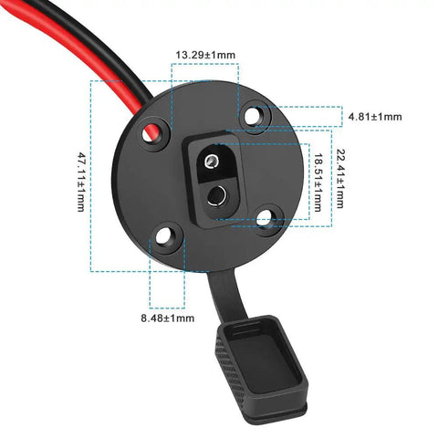 Beefy Weatherproof SAE Connector Power Cable Set 12AWG Extension Sidewall Port Flush Mount Quick Connect detailed view