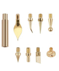 Must-Have 9PC Heat Insert Nut Tool Kit For Hot Melt Embedding Brass Thread Inserts With Soldering Iron Tip showing various brass tips.