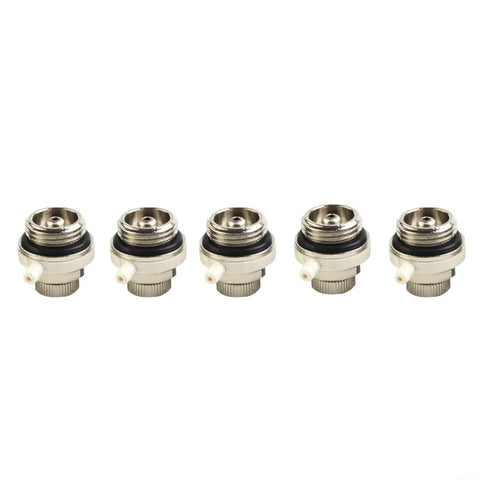 Five Automatic Half Inch Air Vent Radiator Valves With Auto Cut Off And Self Bleed For Heating Systems on white background