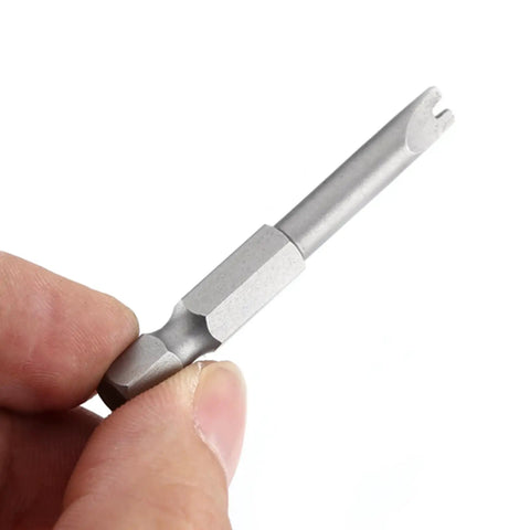 Heavy Duty 1/4 Inch Hex Shank Spanner Screwdriver Bits With Magnetic U Socket Heads U4 U5 U6 U7 U8 held in hand, showing hex shank.