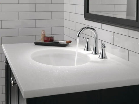 Esato Widespread Bathroom Faucet Chrome Finish With Drain Assembly Included Three Hole Deck Mount Sink Faucet Durable Brass Construction