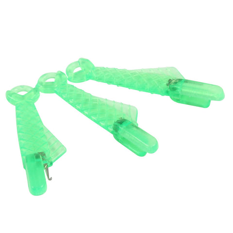 10 Pack Fish Mouth Needle Threaders For Sewing Machines Hordion Self Threading Quick Loop Tool For Easy Threading Compact 1.18 Inch Handy Portable Pack Must Have For Home Sewing, Quilting, And Craft Projects. Three green threaders shown.