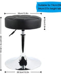 Height Adjustable Padded Shop Stool With 360 Degree Swivel For Counter Desk Home Office Bar And Salon Black PU Leather Cushioned