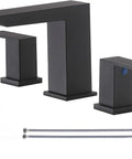 Black 3 Hole Bathroom Faucet With Two Handles and Drain Supply Line