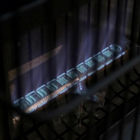 Blue flame of a 20,000 BTU Vent Free Blue Flame Propane Heater For Indoor Use No Electricity Needed Heats Up To 700 Sq Ft
