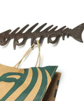 Handcrafted Cast Iron Fish Bone Wall Hooks Vintage Coastal Coat Rack And Entryway Key Holder With Mounting Screws, 13x4 inch