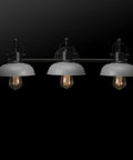 Gladstone 5 Piece All In One Bathroom Set With Matte Black Finish Includes A 3 Light Vanity Fixture With Matte Gray Shades