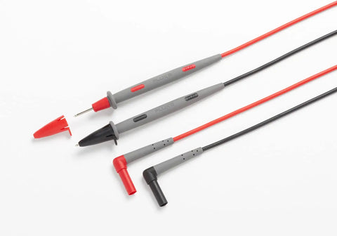 Pro Grade Right Angle Test Lead Set With Comfort Grip Probes, WearGuard Indicator, 4 mm Shrouded Banana Connectors for Multimeters