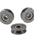 V Groove Ball Bearing 3x12x4mm Carbon Steel Double Shielded Linear Motion Bearing for Rail Systems, 3 bearings displayed