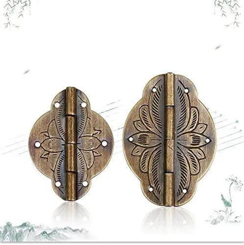 Vintage-style copper mini flat box folding butt hinges for doors, cabinets, DIY projects. Set of 10, sturdy and durable.