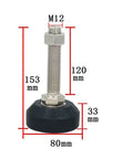 No More Dancing Tables Heavy Duty Adjustable Furniture Levelers 8 Pack M12 threaded base glide measuring 153mm height and 80mm base diameter.